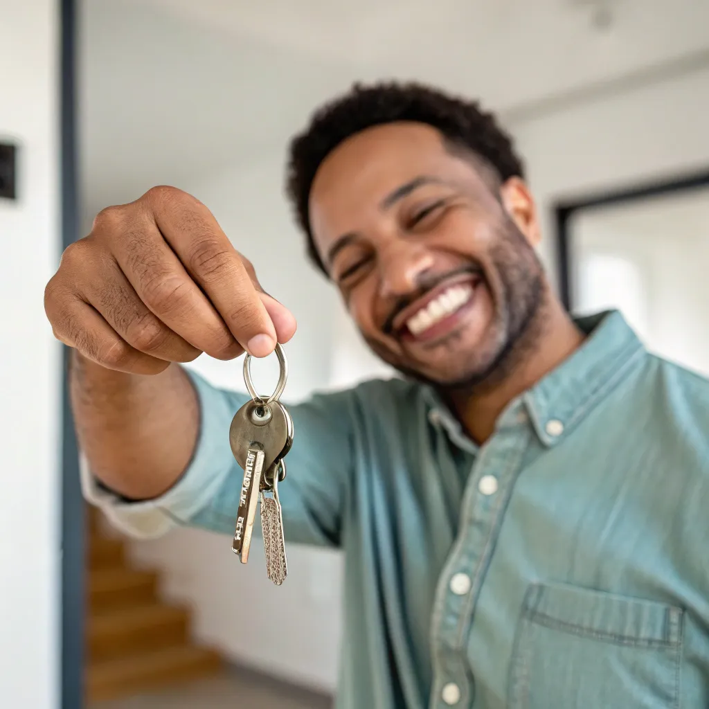 Smiling man holding keys